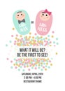 Little Man or Little Miss? Gender reveal party invitation card vector design